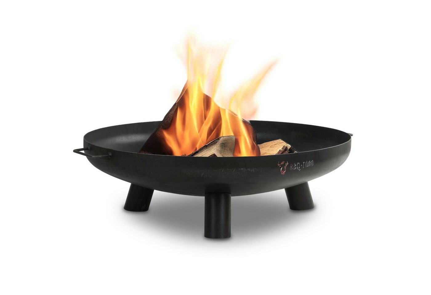BBQ-Toro Feuerschale Ø 80 cm, Schwarz, Outdoor Dreibein Feuerstelle für Garten und Terrasse, (4-St), mit Griffen