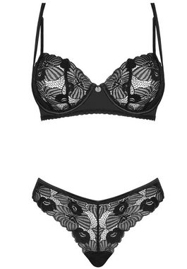 Obsessive Set: Bügel-BH Lacy Dessous-Set: BH und String aus Spitze - schwarz