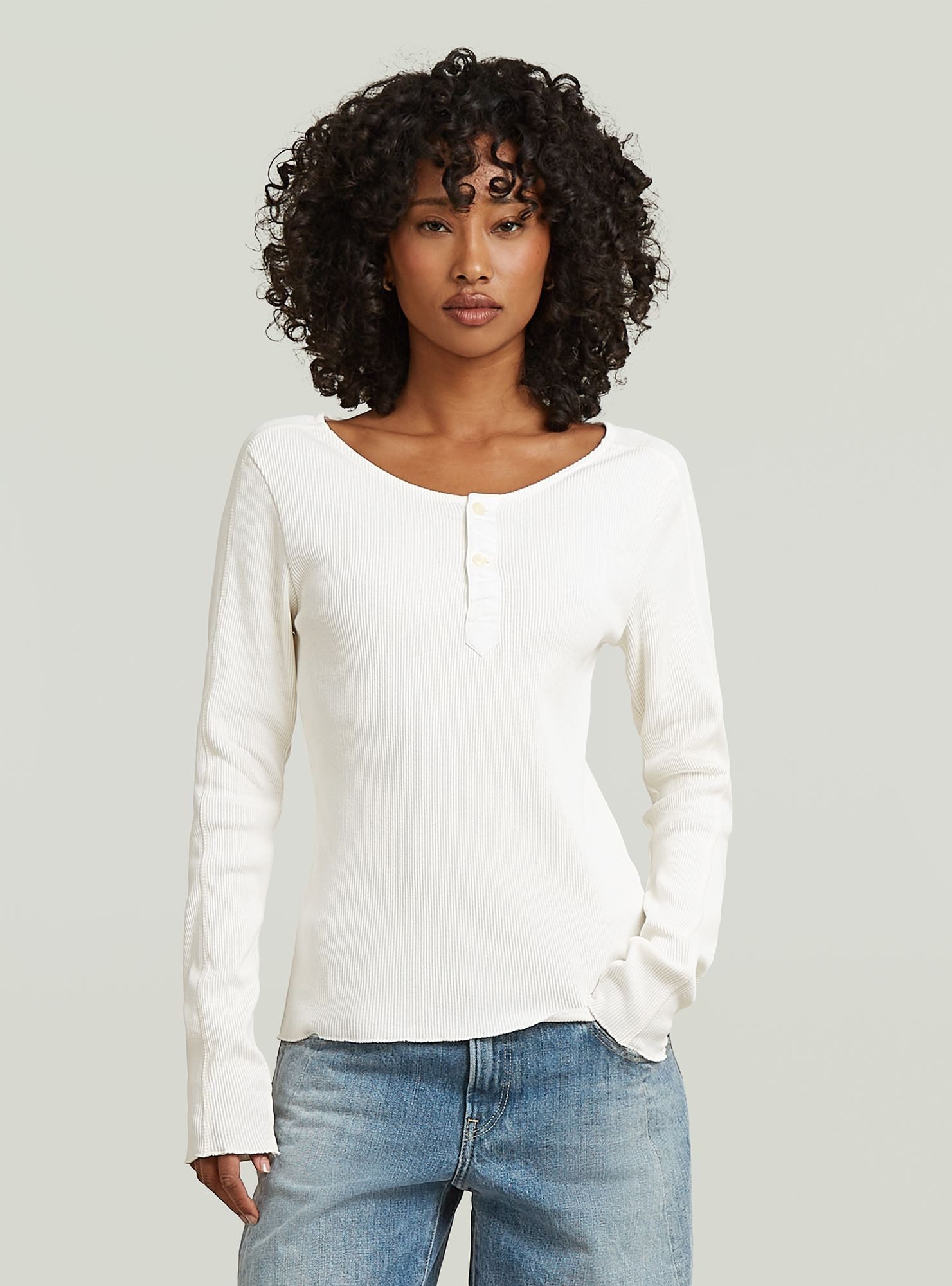 G-STAR T-Shirt Slim Henley Long Sleeve T-Shirt
