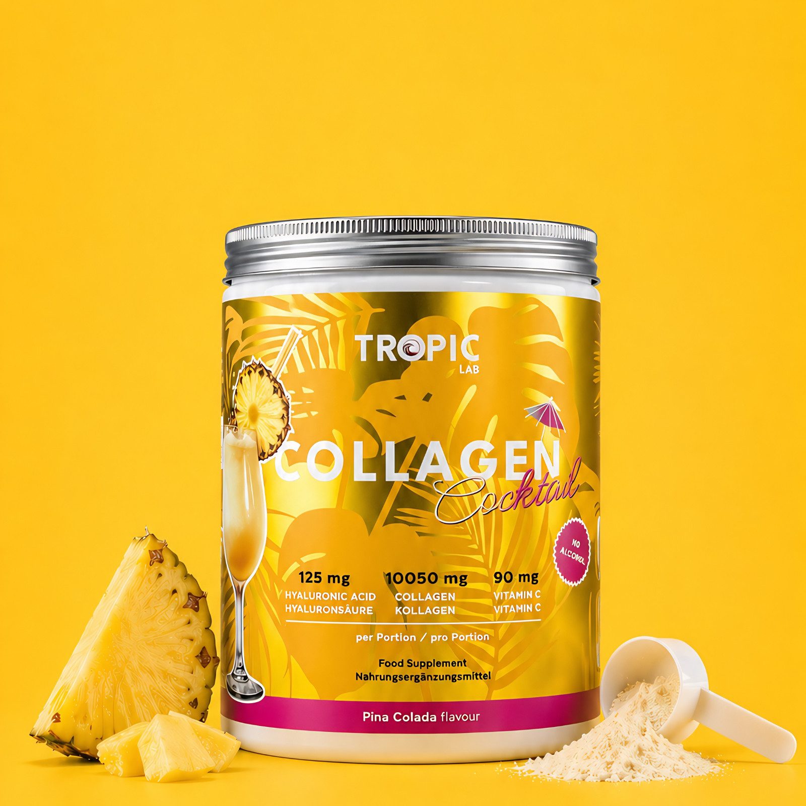 TropicLab Collagen Pulver Pina Colada Geschmack 0,0% Tropic Lab Sommergetränk Pulver