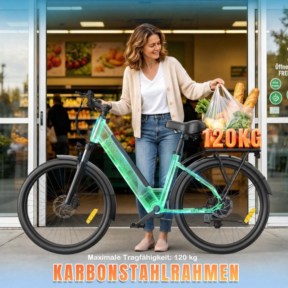 SSY E-Bike Elektrofahrrad fur Erwachsene, Mittelmotor, (Komfortables E-Bike für Damen), Rahmen aus Karbonstahl