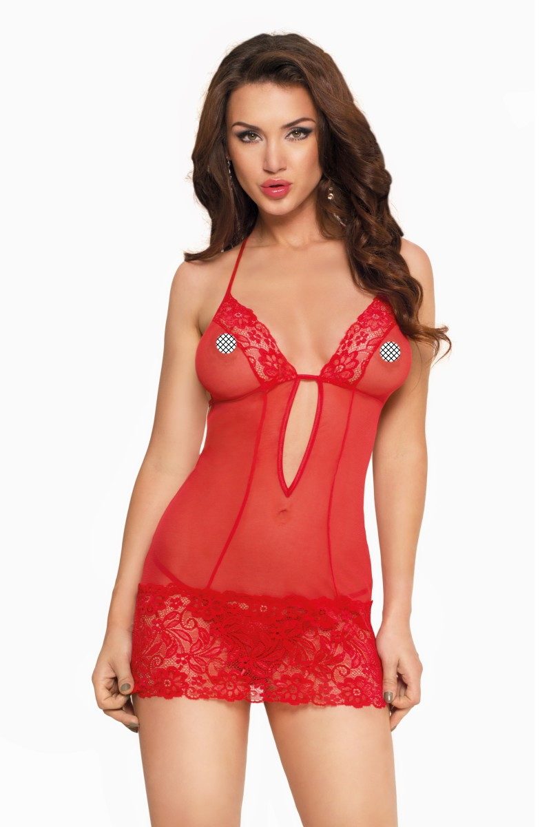 Negligé Softline - rotes Chemise 1821 - (M/L,S/M)