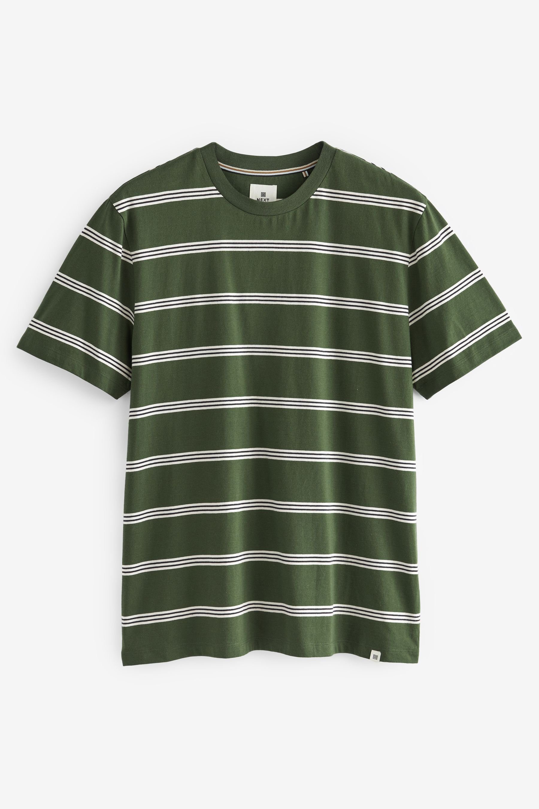 Next T-Shirt Gestreiftes T-Shirt (1-tlg) Dark Green