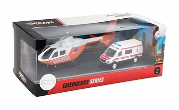 Toi-Toys Spielzeug-Hubschrauber RETTUNGS-HUBSCHRAUBER mit Krankenwagen Helikopter Spielzeug Modell 66, Rettungshubschrauber Rettungswagen Rescue Team Rettungsdienst Geschenk