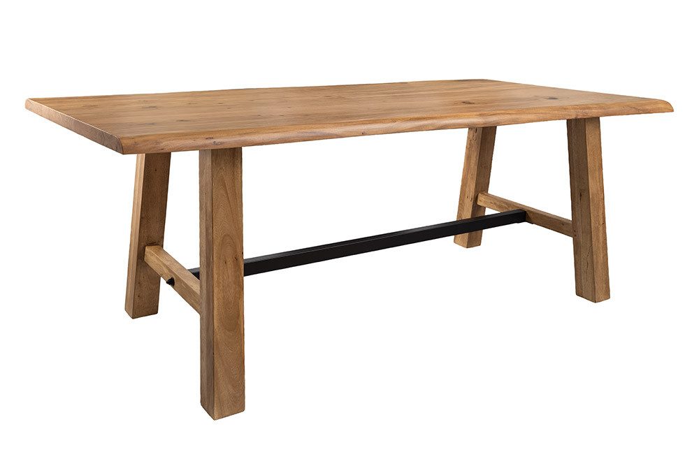 riess-ambiente Bartisch MAMMUT 220cm natur/schwarz - Akazie, Metall, Baumkante, handgefertigt (Einzelartikel, 1-St), Industrial Design & bis zu 10 Personen – ideal für Dein Loft-Esszimmer