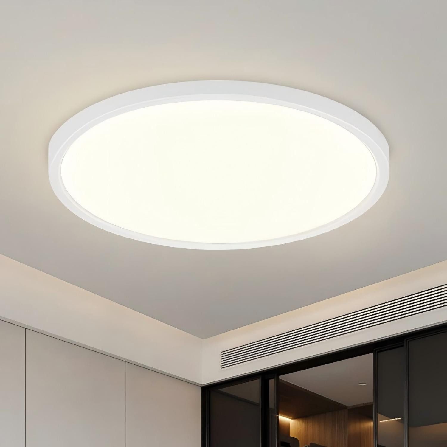 ZMH LED Deckenleuchte Flach - Ø30cm lampe Neutralweiß Schlafzimmer, LED fest integriert, 4000k