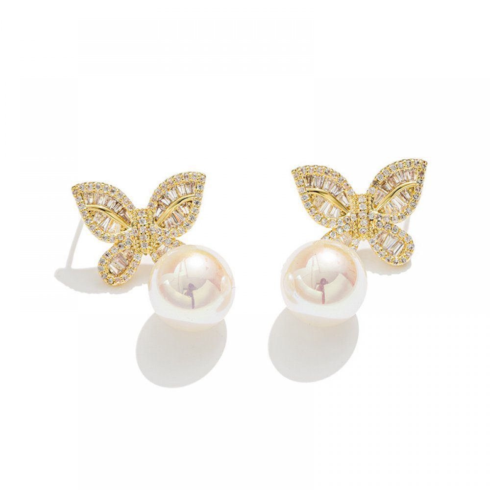 Design (1-tlg), und Schmetterlings-Perlenohrringe Neue Paar mit Geschenktüte Ohrringen Invanter Ohrstecker süßem Inklusive