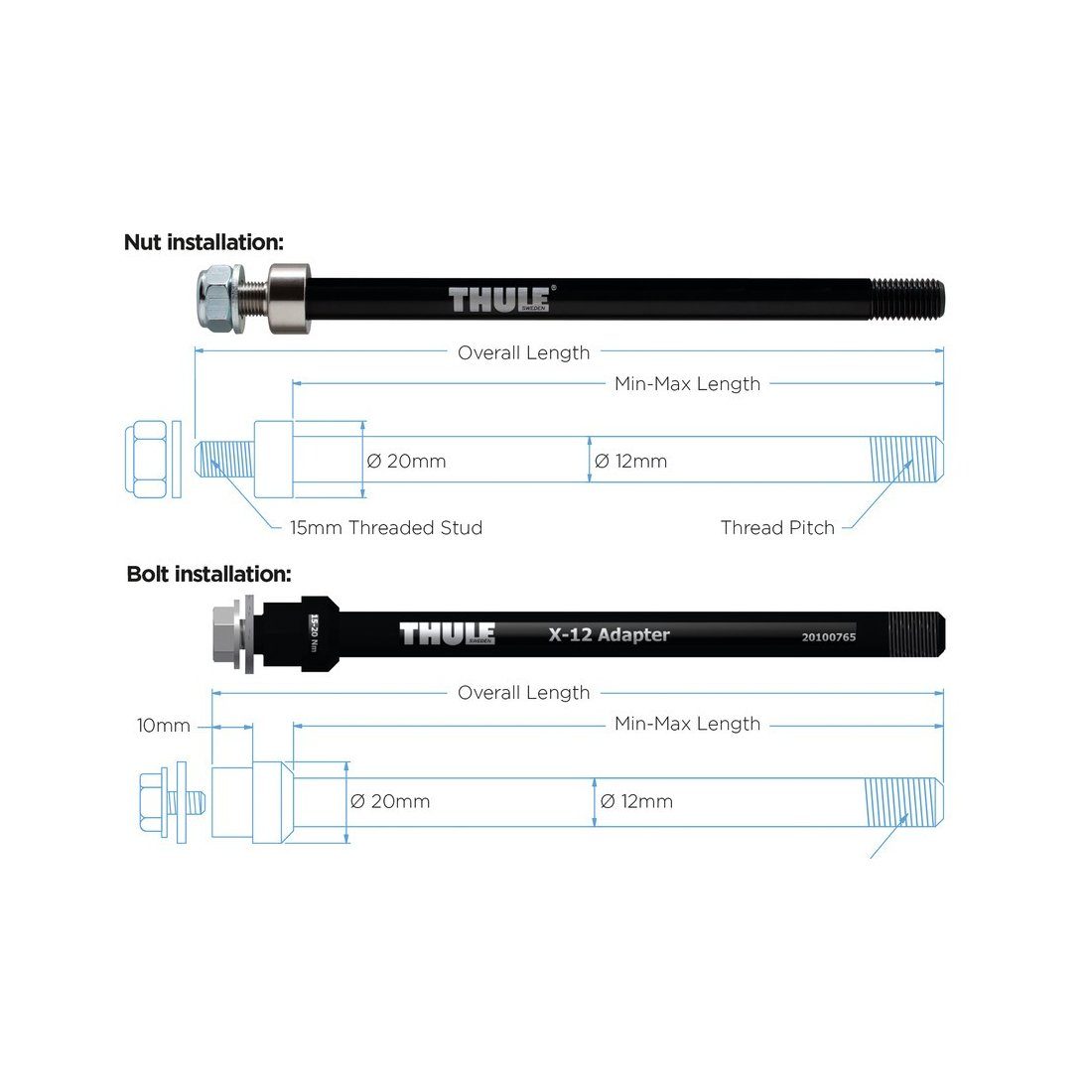 Thule Achsadapter Maxle Trek M12x1,75 209mm Befestigung-Mutter Adapter