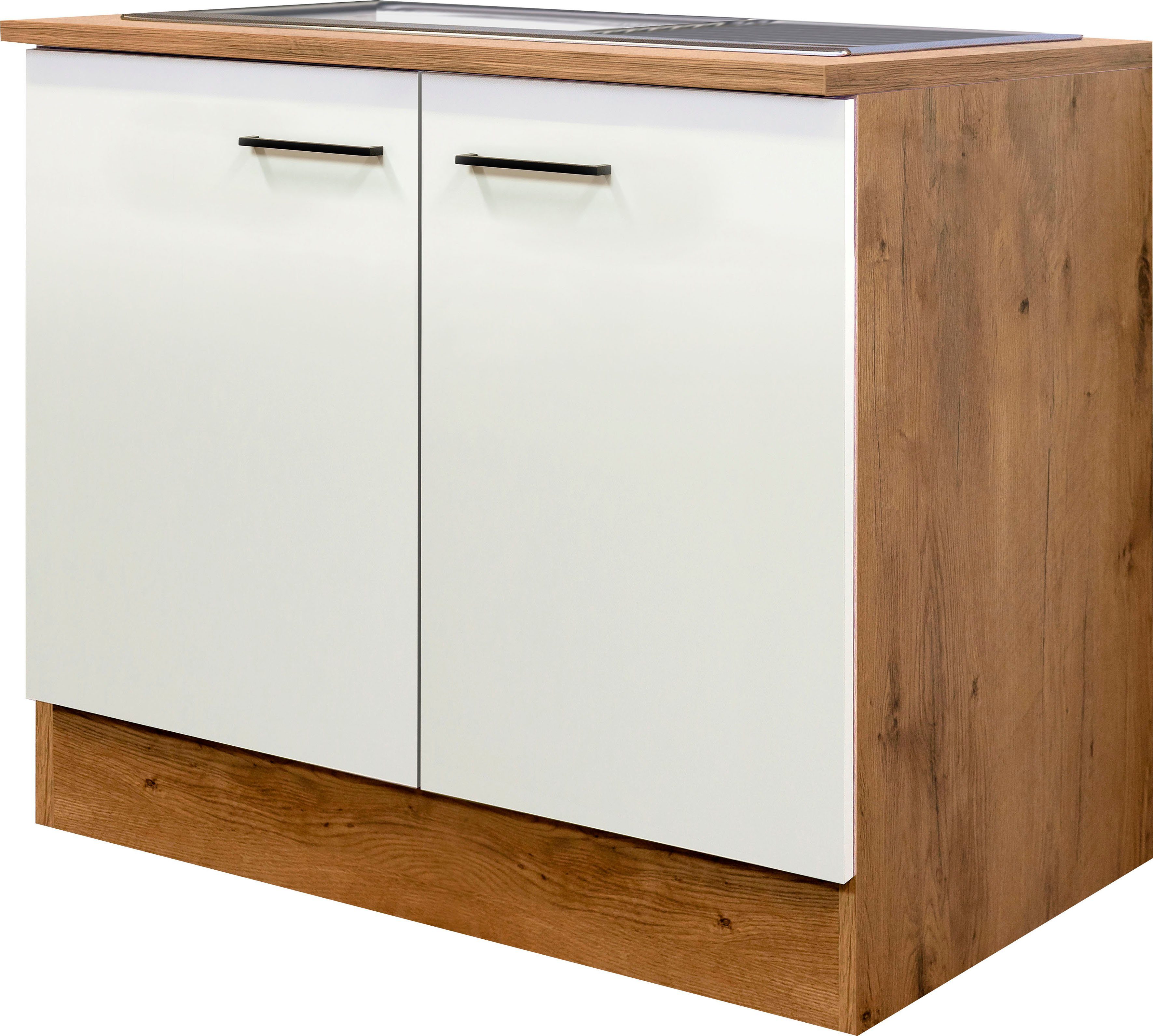 Flex-Well Spülenunterschrank Vintea (B x H x T) 100 x 85 x 60 cm, inkl. Einbauspüle