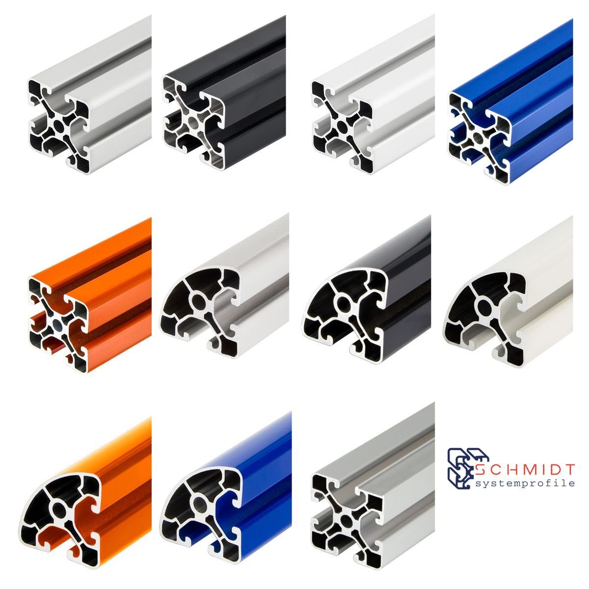 SCHMIDT systemprofile Profil 10x Aluminium Profil 2000mm 40x40mm Nut 8 eloxiert 2m Strebenprofil