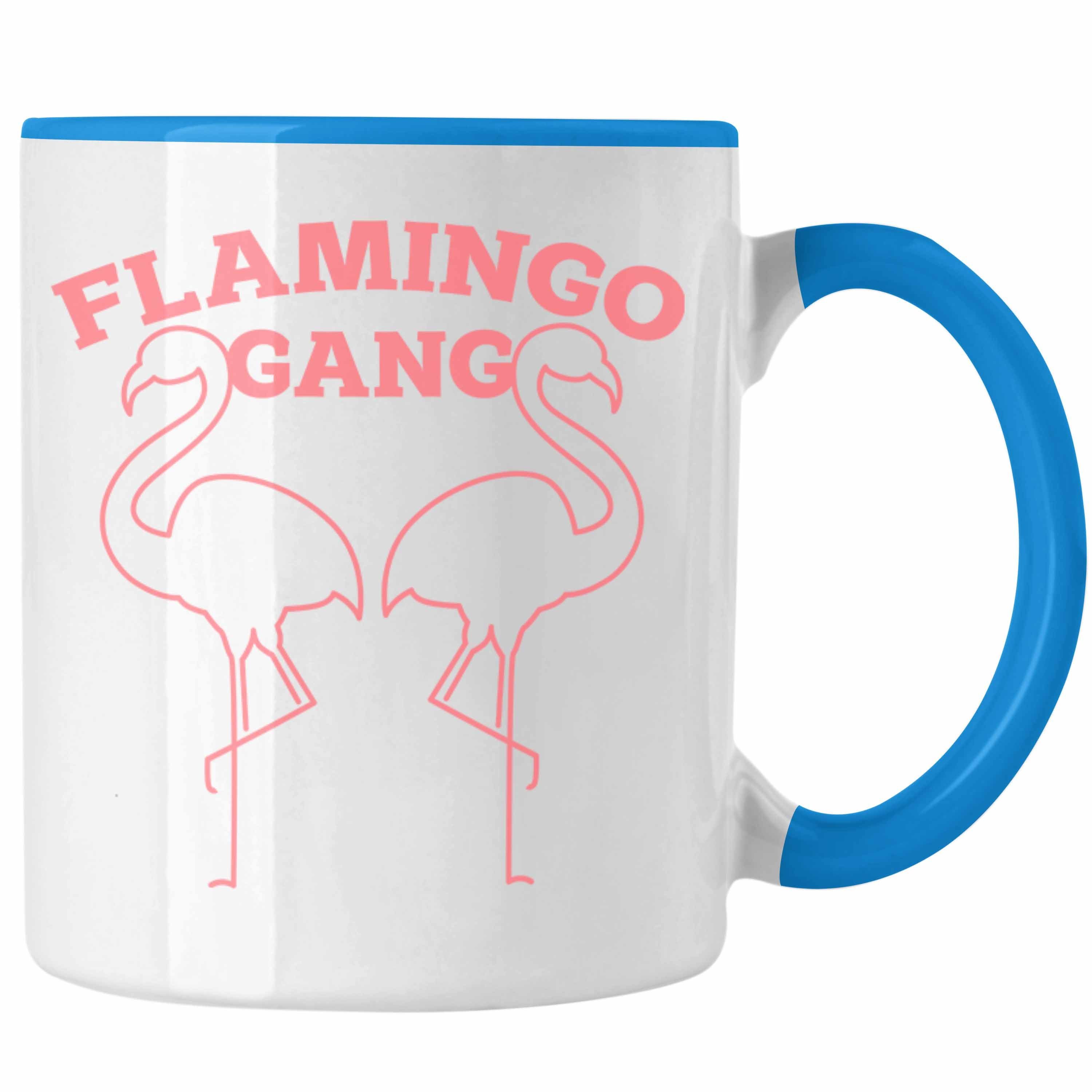 Trendation Tasse Trendation -Flamingo Pink Lustige Tasse Flamingo-Fans Geschenkidee Fla Blau