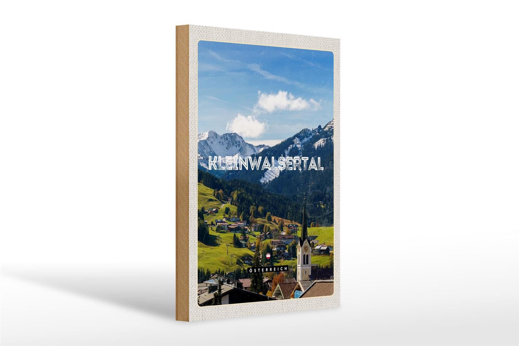 Holzbild Reise 20x30cm Kleinwalsertal Kirche Gondel Wanderung