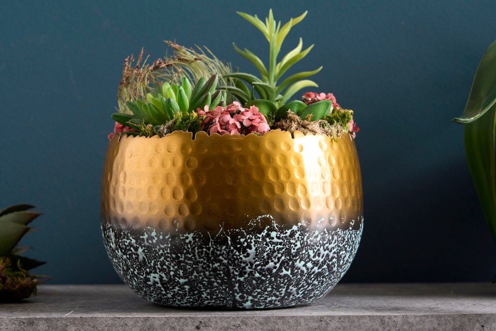 riess-ambiente Dekoschale ORIENT 19cm gold (Einzelartikel, 1 St), Wohnzimmer · Metall · handmade · Übertopf