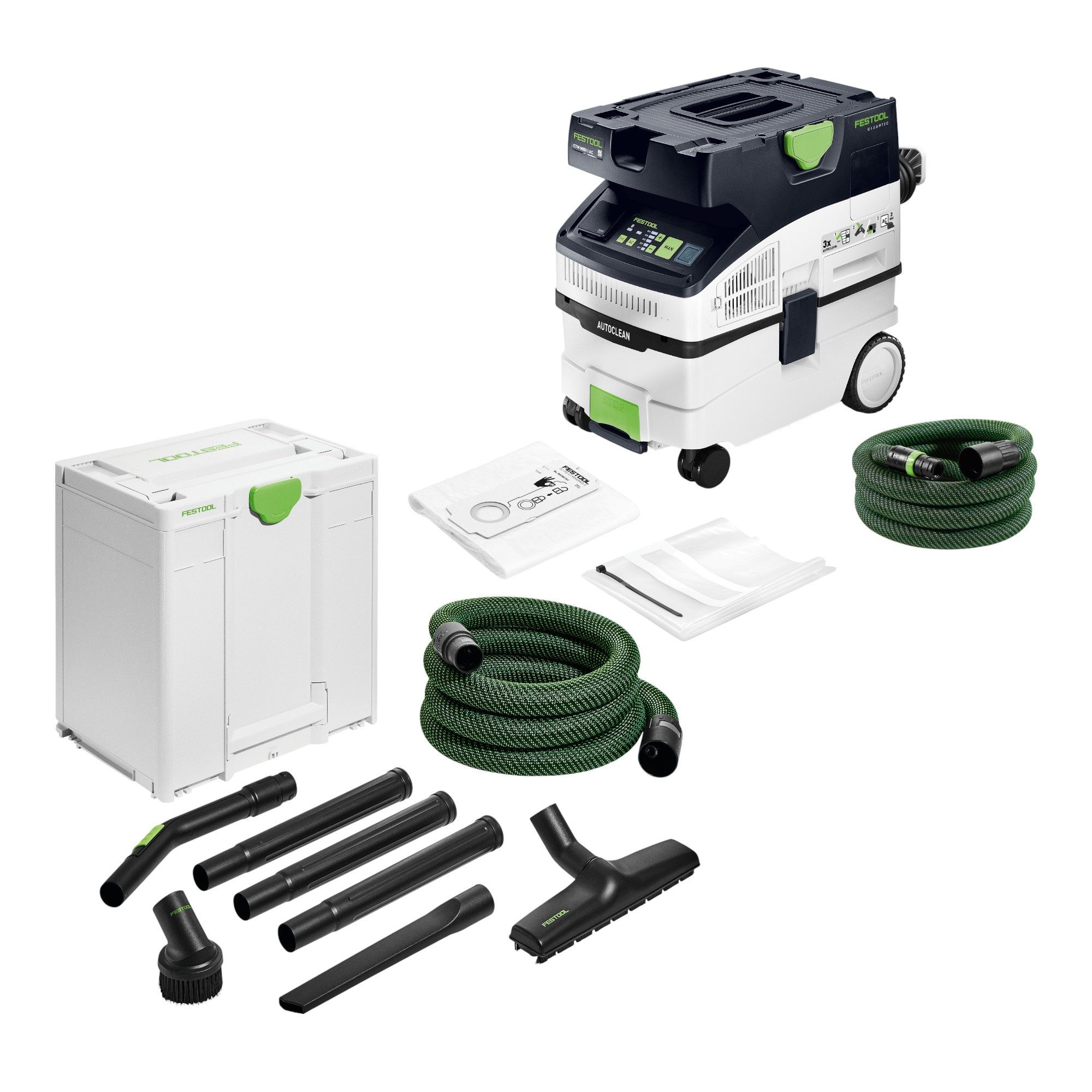 FESTOOL Staubabsauger CTM MIDI I AC CLEANTEC 1200 W 15 l + Handwerker Reinigungsset