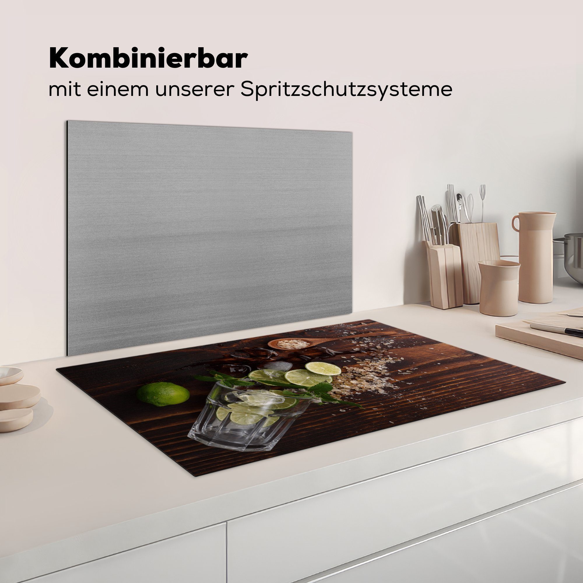 für MuchoWow küche Vinyl, - Herdblende-/Abdeckplatte Induktionsschutz Cocktail Ceranfeldabdeckung, Obst (1 - - Induktionsmatte, tlg), 83x51 cm, Arbeitsplatte