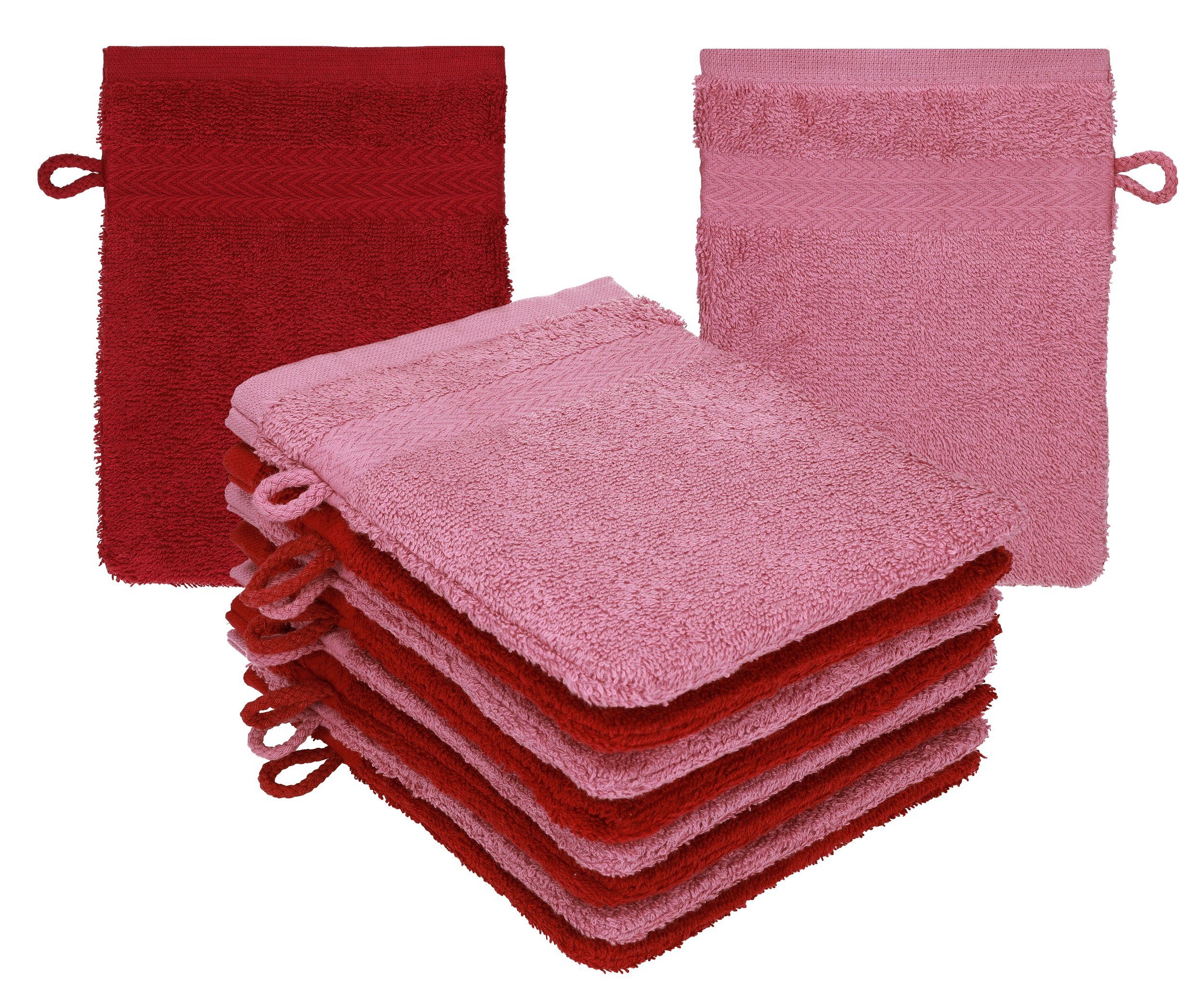Betz Waschhandschuh 10 Stück Waschhandschuhe Premium 100% Baumwolle Waschlappen Set 16x21 cm Farbe rubinrot - Beere