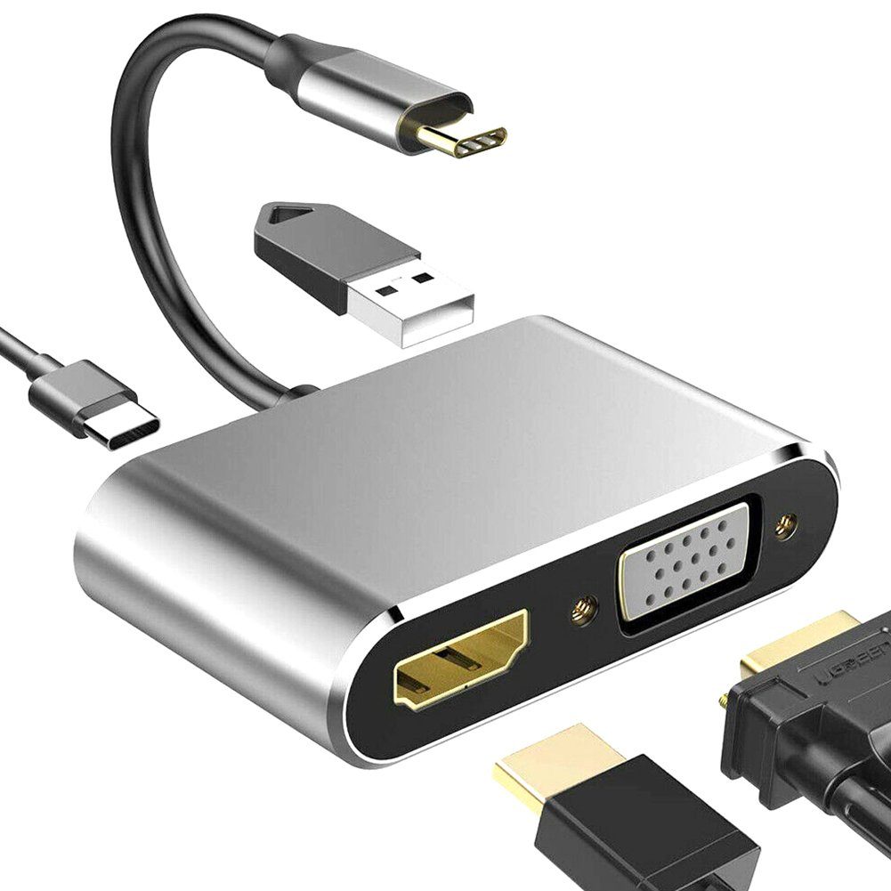 farfi »4-in-1 USB C Auf HDMI-Adapter für MacBook Pro« Laptop-Adapter HDMI  Typ C (Mini) zu USB-C, Computeradapter