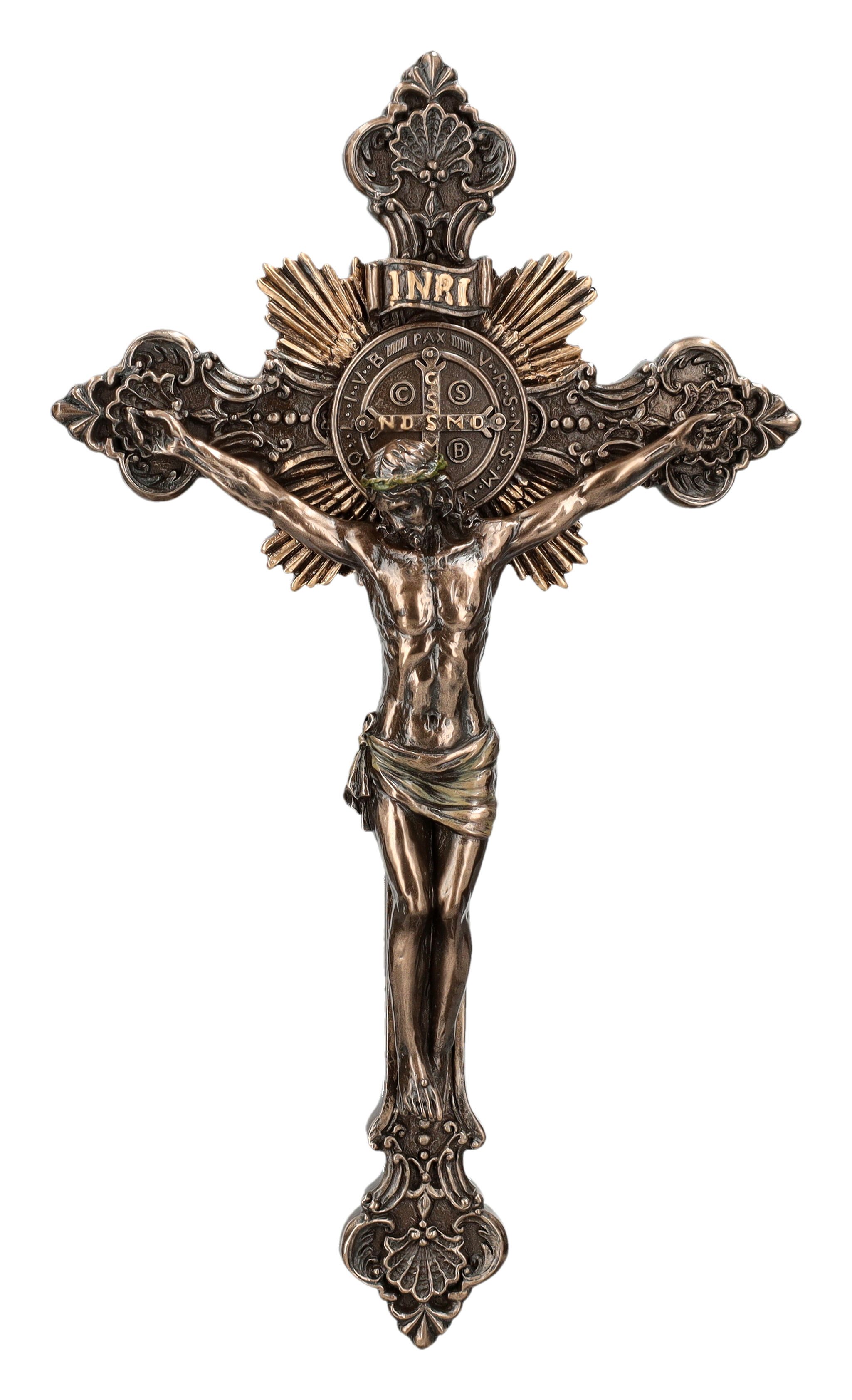 Figuren Shop GmbH Wanddekoobjekt Wand Kruzifix - St. Benedikt Kreuz - Veron günstig online kaufen