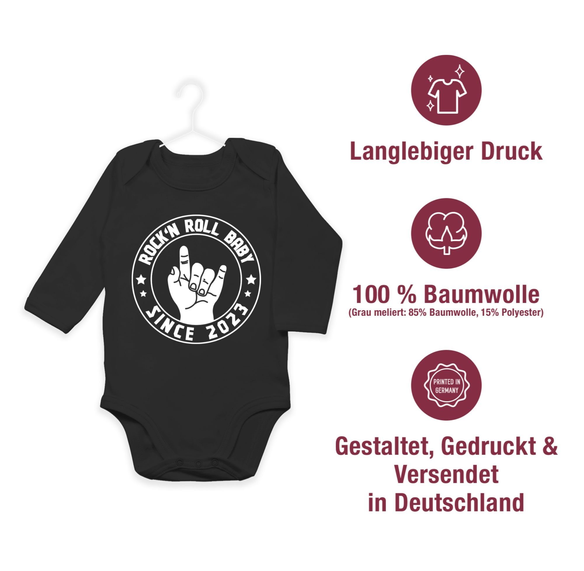 Shirtracer Shirtbody Baby 1 Schwarz Rock'n Sprüche since 2023 Roll Baby