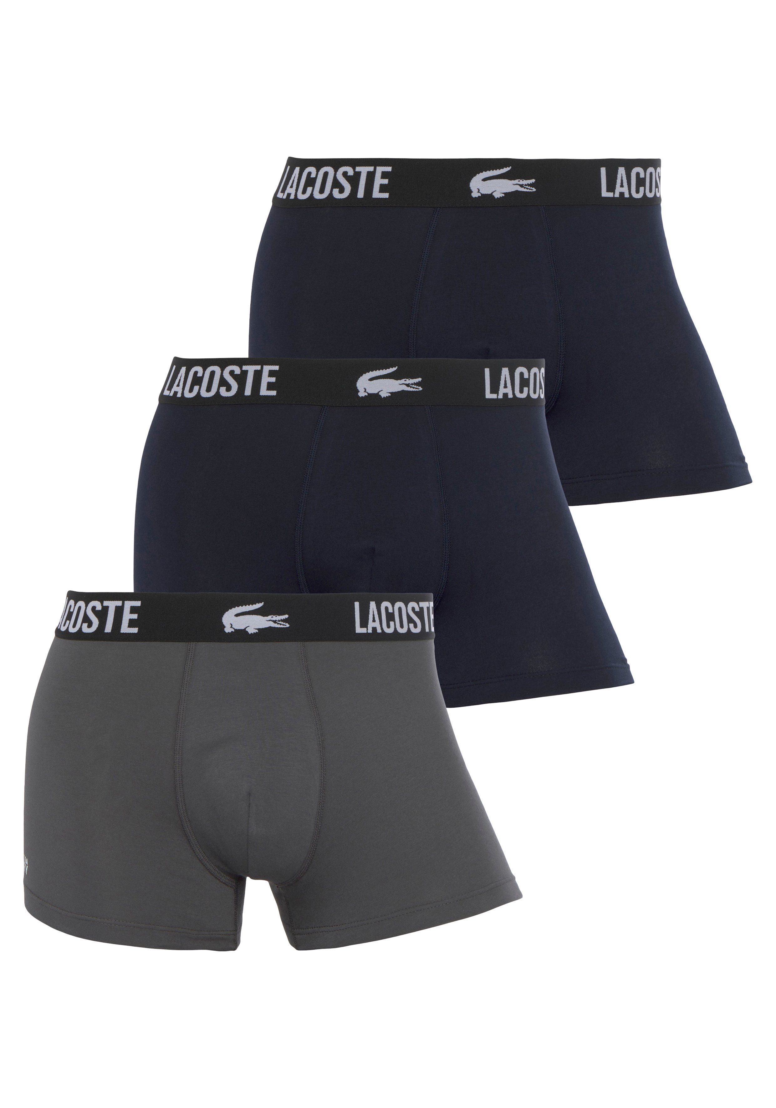 Lacoste Trunk eng Boxershorts Lacoste Herren Premium (Packung, 3er-Pack) aus Stretch-Baumwolle im 3er-Pack hellblau blau marine