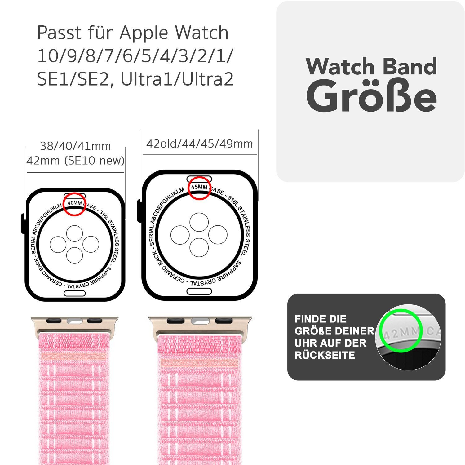 Nalia Smartwatch-Armband Apple Watch 38mm/40/41/42(Serie 10), günstig online kaufen