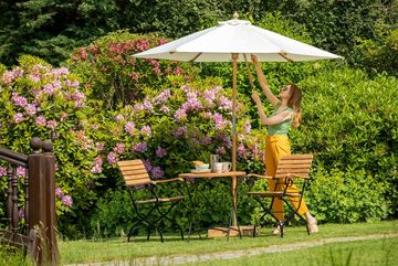 Kai Wiechmann Sonnenschirm Stylischer Balkonschirm 350 cm als hochwertiger Schattenspender, Gartenschirm aus Holz mit Windauslass & UPF 50+