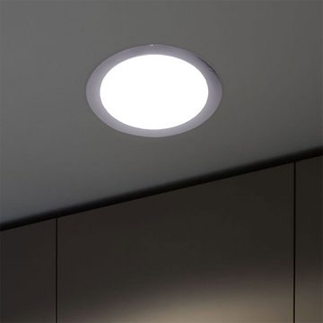 etc-shop LED Einbaustrahler, LED-Leuchtmittel fest verbaut, Warmweiß, 8er Set LED Einbau Leuchte Chrom Flur Strahler rund Küchen