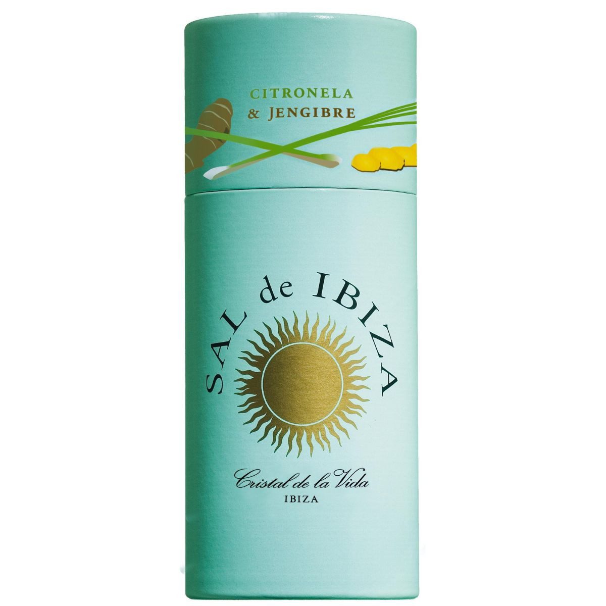 Sal de Ibiza Gewürz Granito Citronela y Jengibre, Meersalz mit Zitronengraß und Ingwer, 100 g, im Streuer