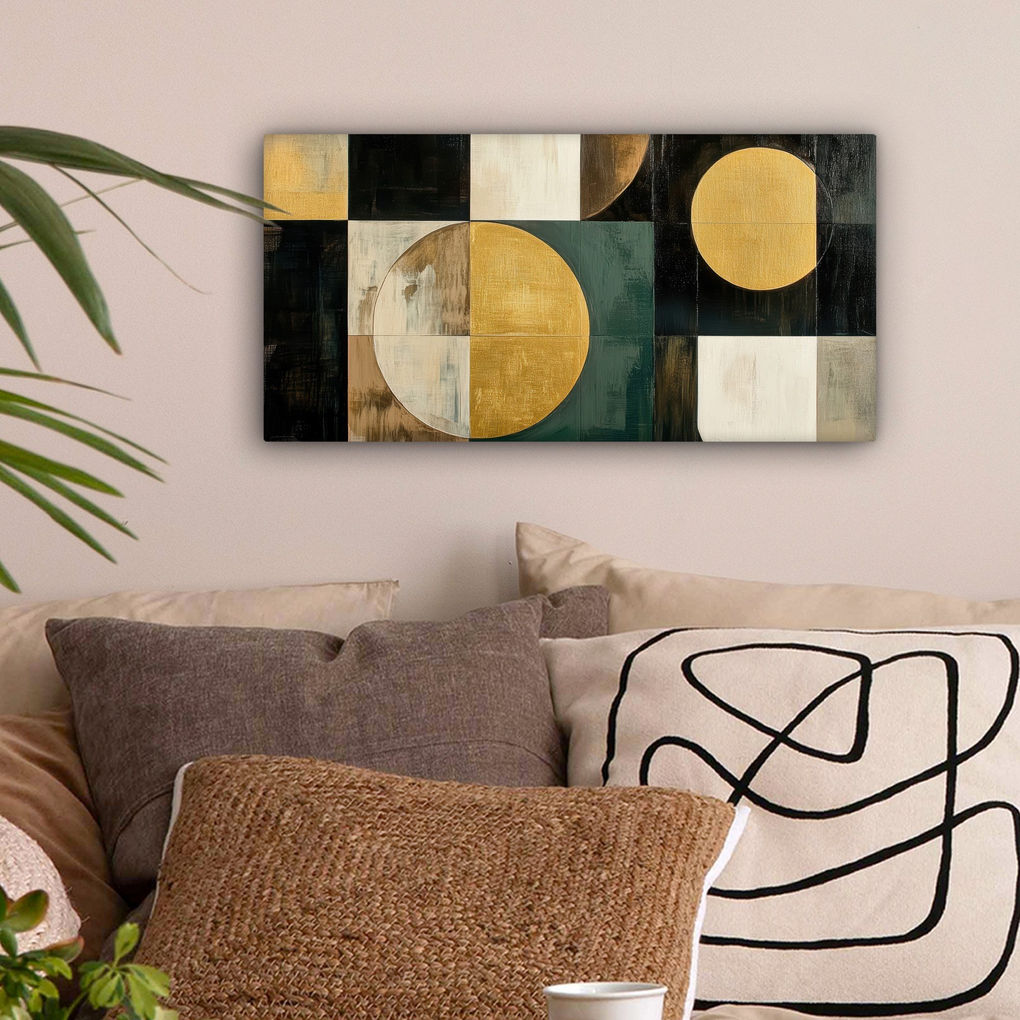OneMillionCanvasses® Leinwandbild Panorama Abstrakt - Gold - Bronze - Forme günstig online kaufen