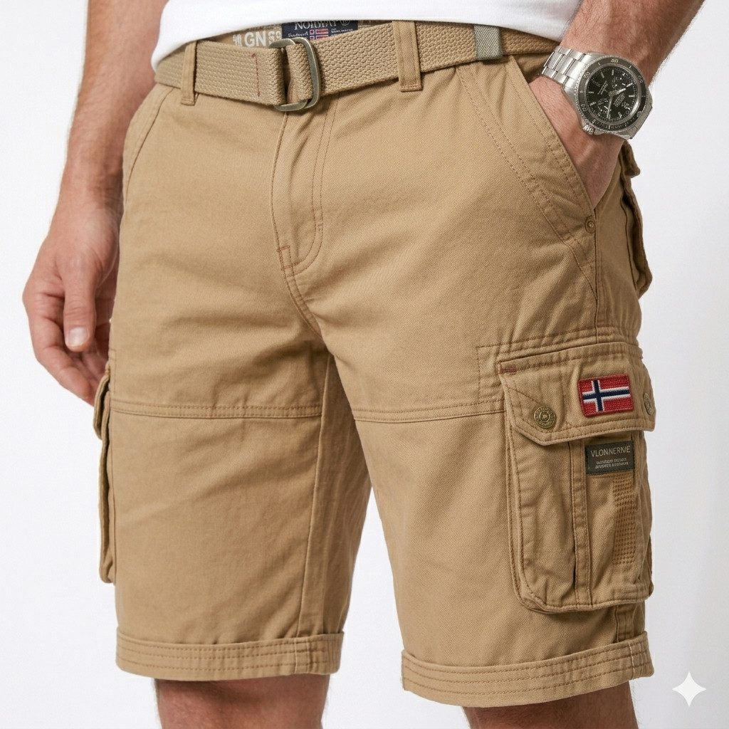 Geographical Norway Cargoshorts kurze Hose aus Baumwolle, Sommer-Bermuda (Packung, 1-tlg) Herrenshorts mit Gürtel Größe S bis 5XL