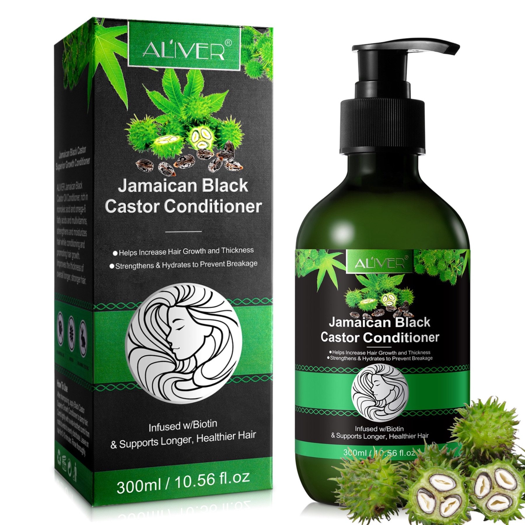 ALIVER Haarpflege-Set Shampoo Conditioner Haarmaske Haaröl Rizinus Vegan