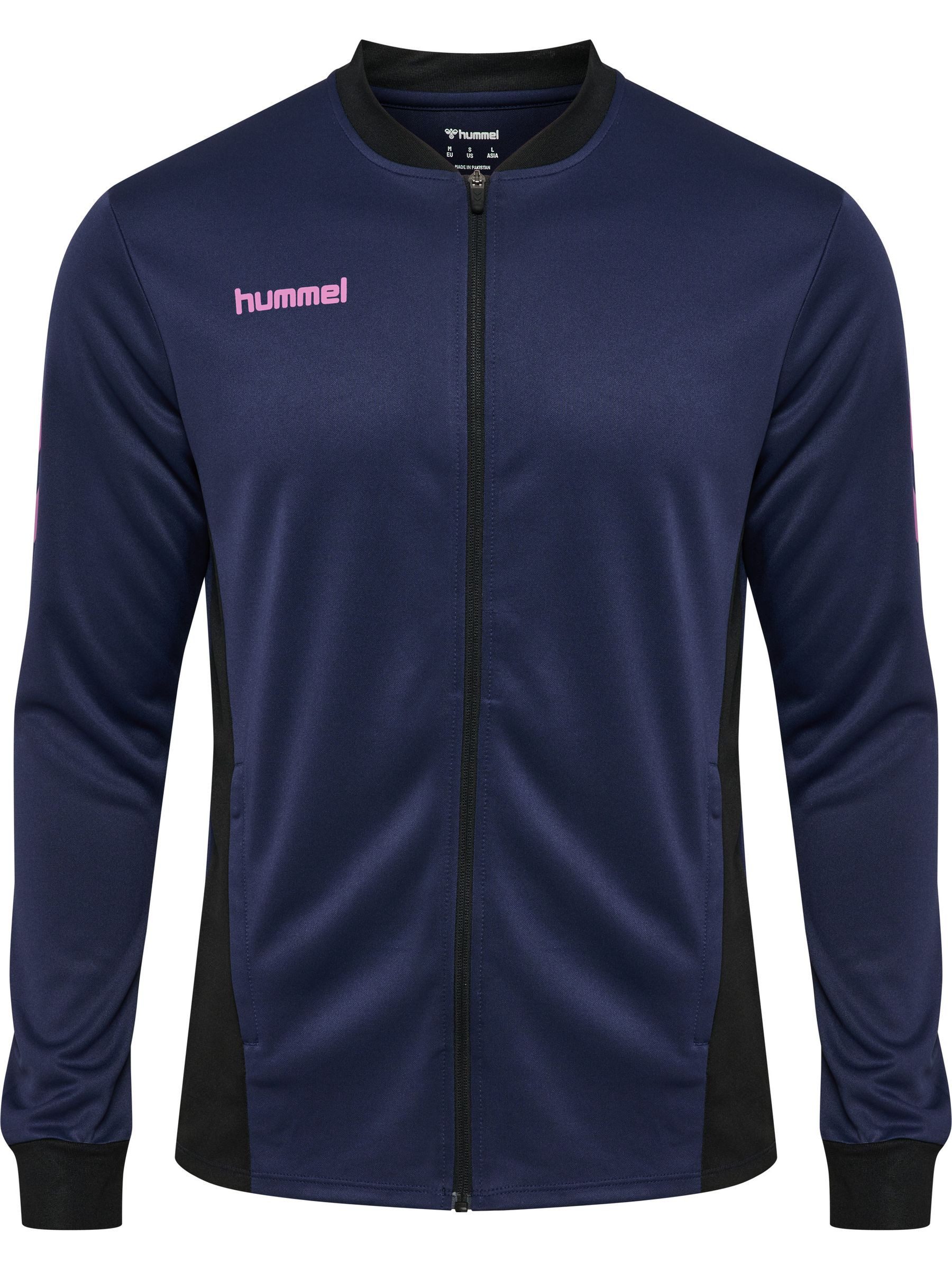 hummel Trainingsanzug Durchgehender Reißverschluss Kontrastdesign Logodetails für Herren (2-tlg), Recyceltes Material, Nachhaltig, Bedruckt, Elastischer Bund