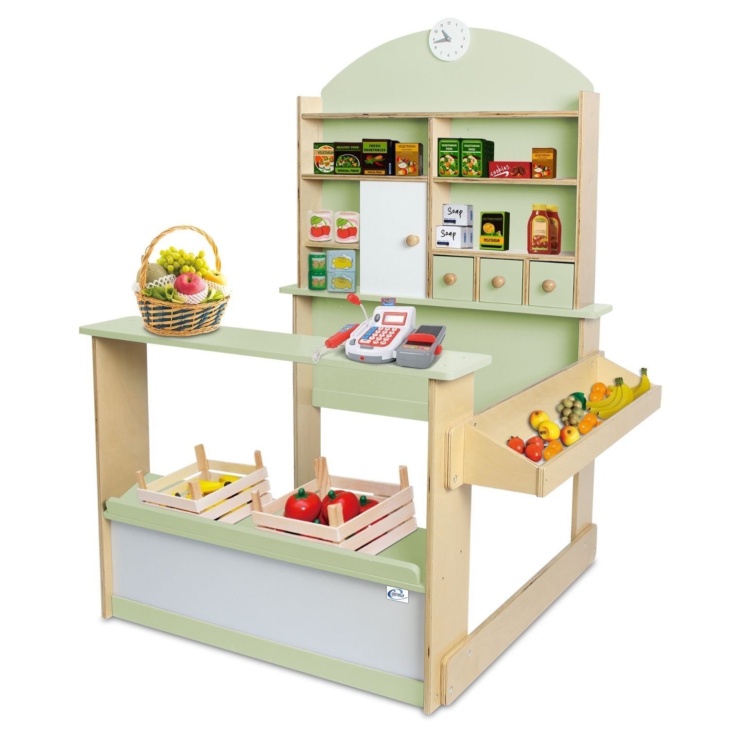 Coemo Kaufladen LILLY, Grün Verkaufsstand "Tante-Emma-Laden" großer Kaufmannsladen Theke Holz