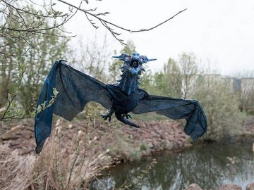 EUROPALMS Dekoobjekt EUROPALMS Halloween Flying Dragon, animiert, blau, 120cm
