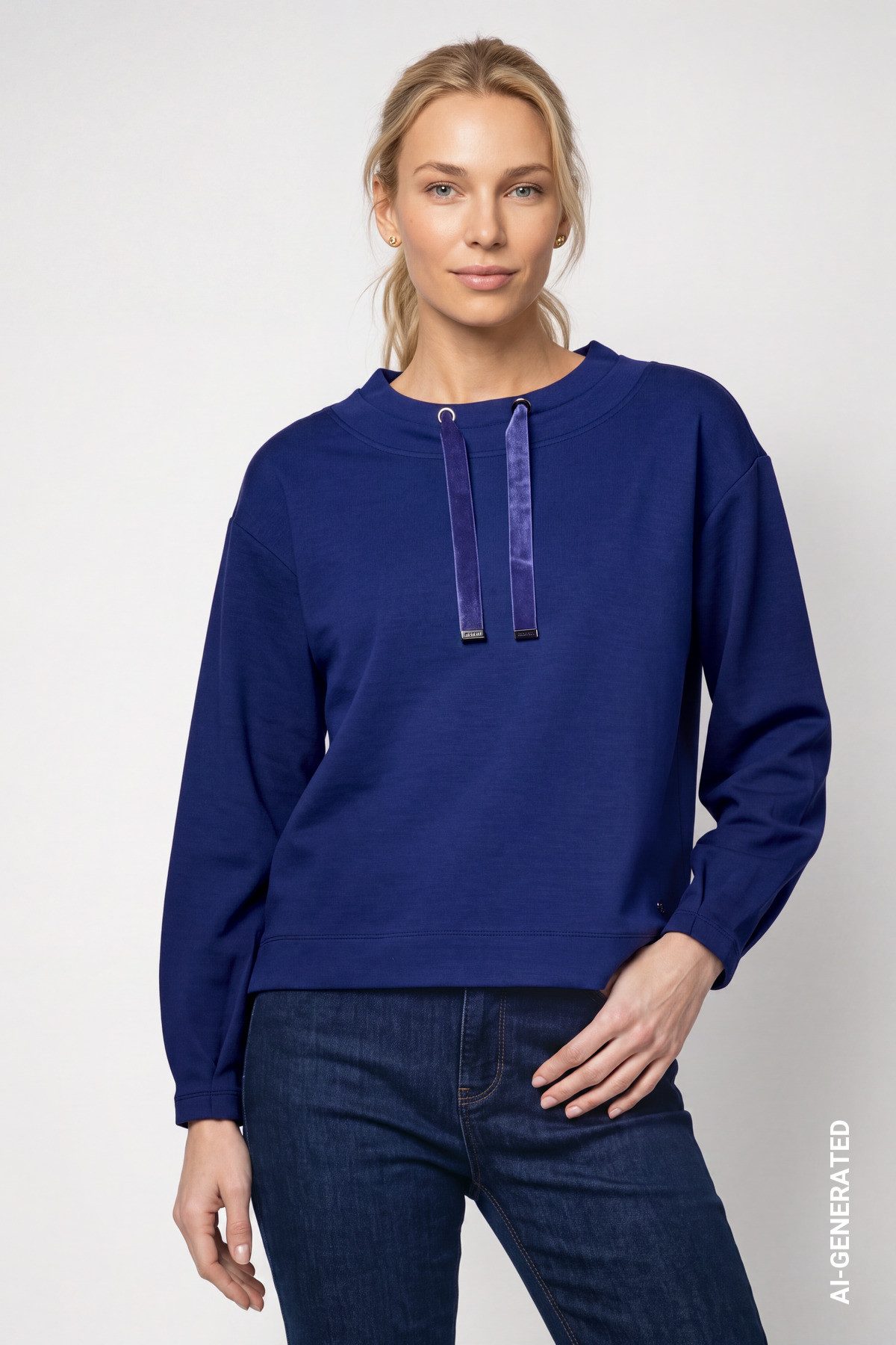 Monari Sweatshirt Sweatshirt Basic Samtband Regular fit mit Rundhalsausschnitt