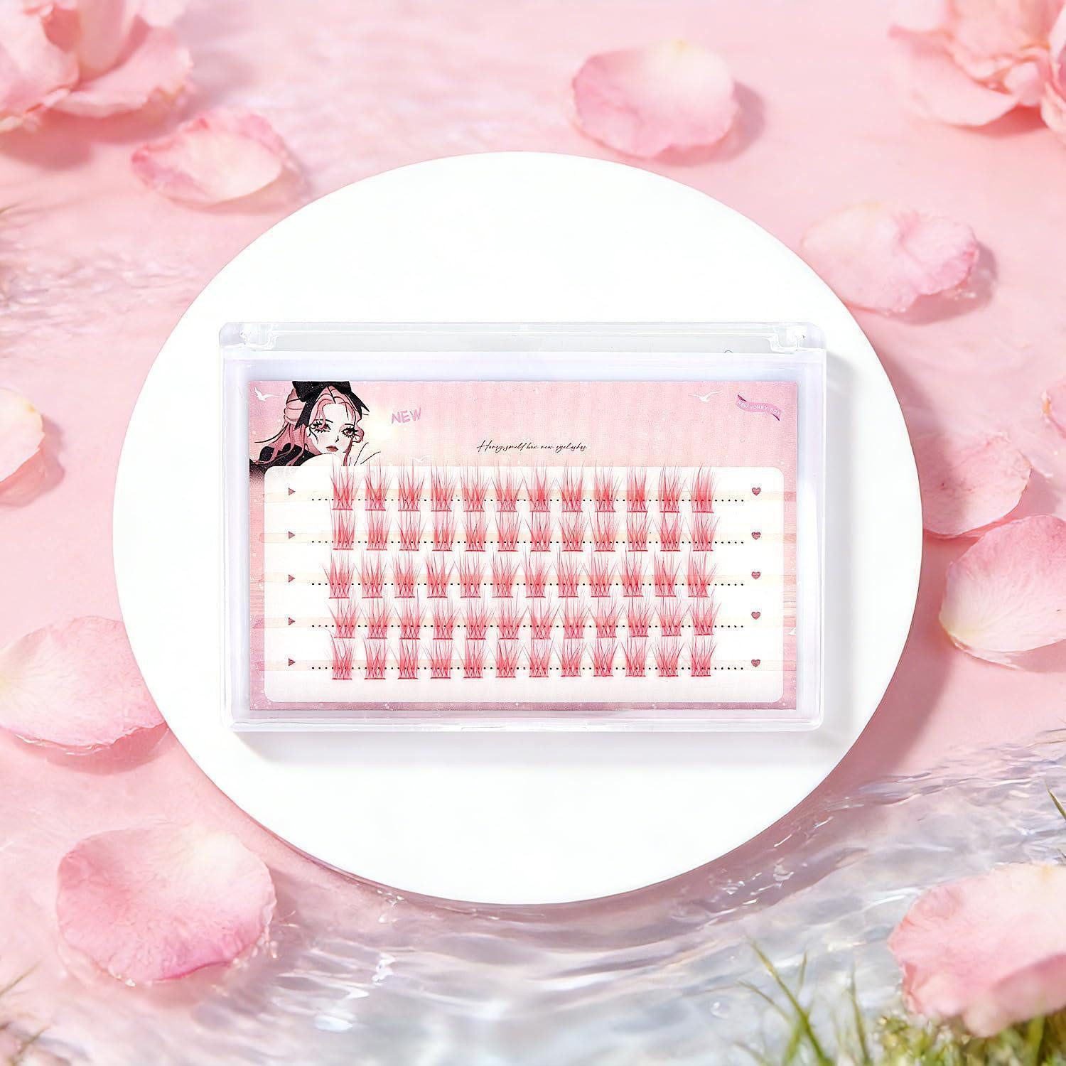 LuxusKollektion Einzelwimpern Künstliche Wimpern Cluster Set Rosa
