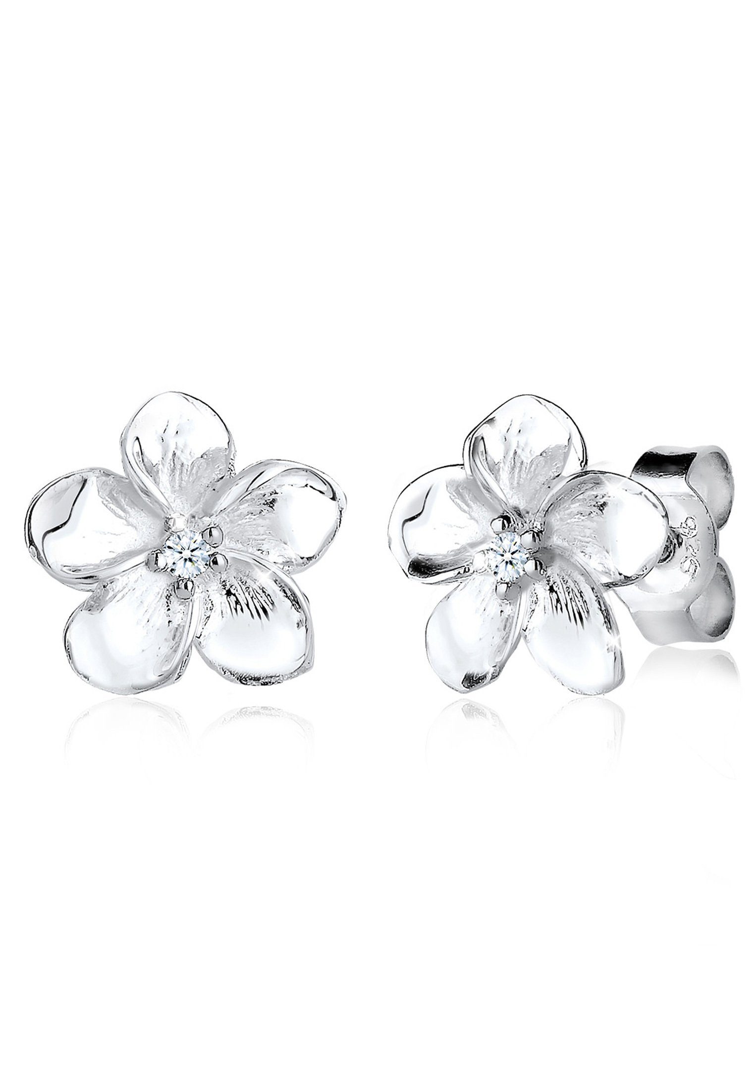 Diamant Blume Blüte Ohrstecker Paar Elli Frangipani DIAMONDS 925 Silber