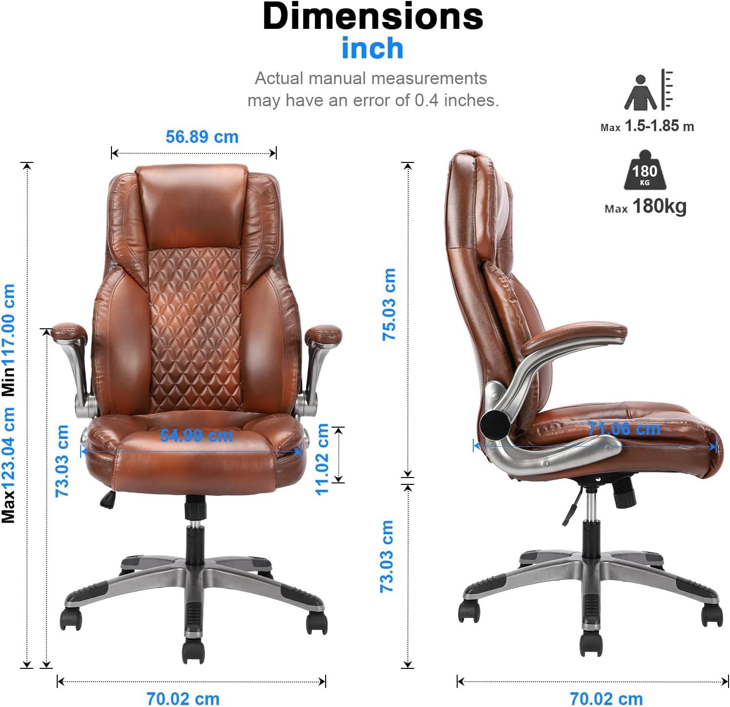 AISALL Bürostuhl Chefsessel, klappbare Armlehnen, verstellbare Rückenlehne (1 St), Schreibtischstuhl, Vielzweckstuhl für Arbeit & Entspannung