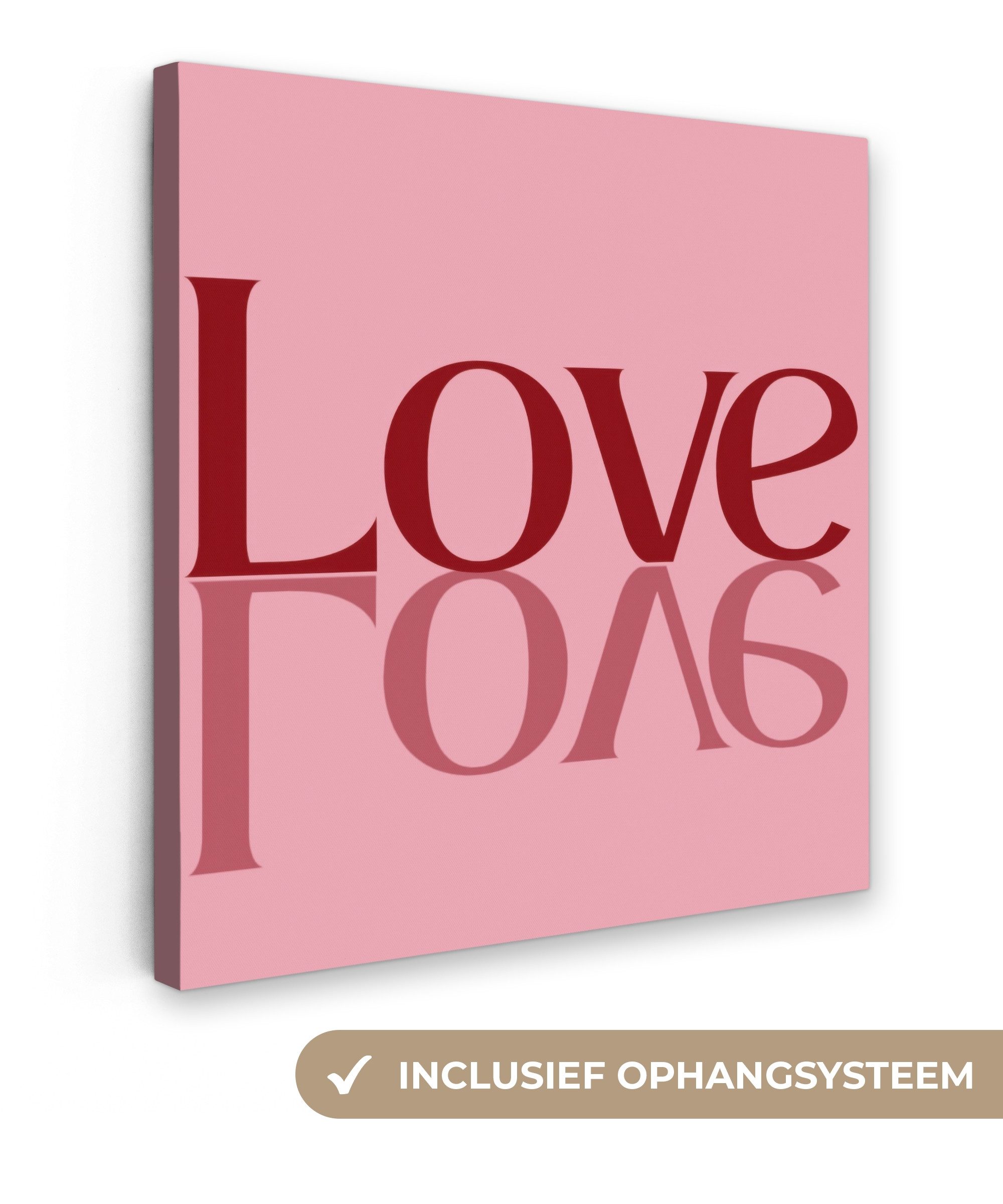 OneMillionCanvasses® Leinwandbild Liebe - Rosa - Spiegel, Fotodruck (1 St), Wandbild, Deko Schlafzimmer Wohnzimmer Flur 20x20 cm