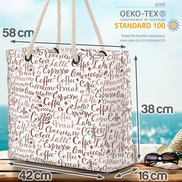 VOID Strandtasche (1-tlg), Kaffee Schriftzug Cafe Kaffee Schriftzug Cafe Milch Espresso Cappucci