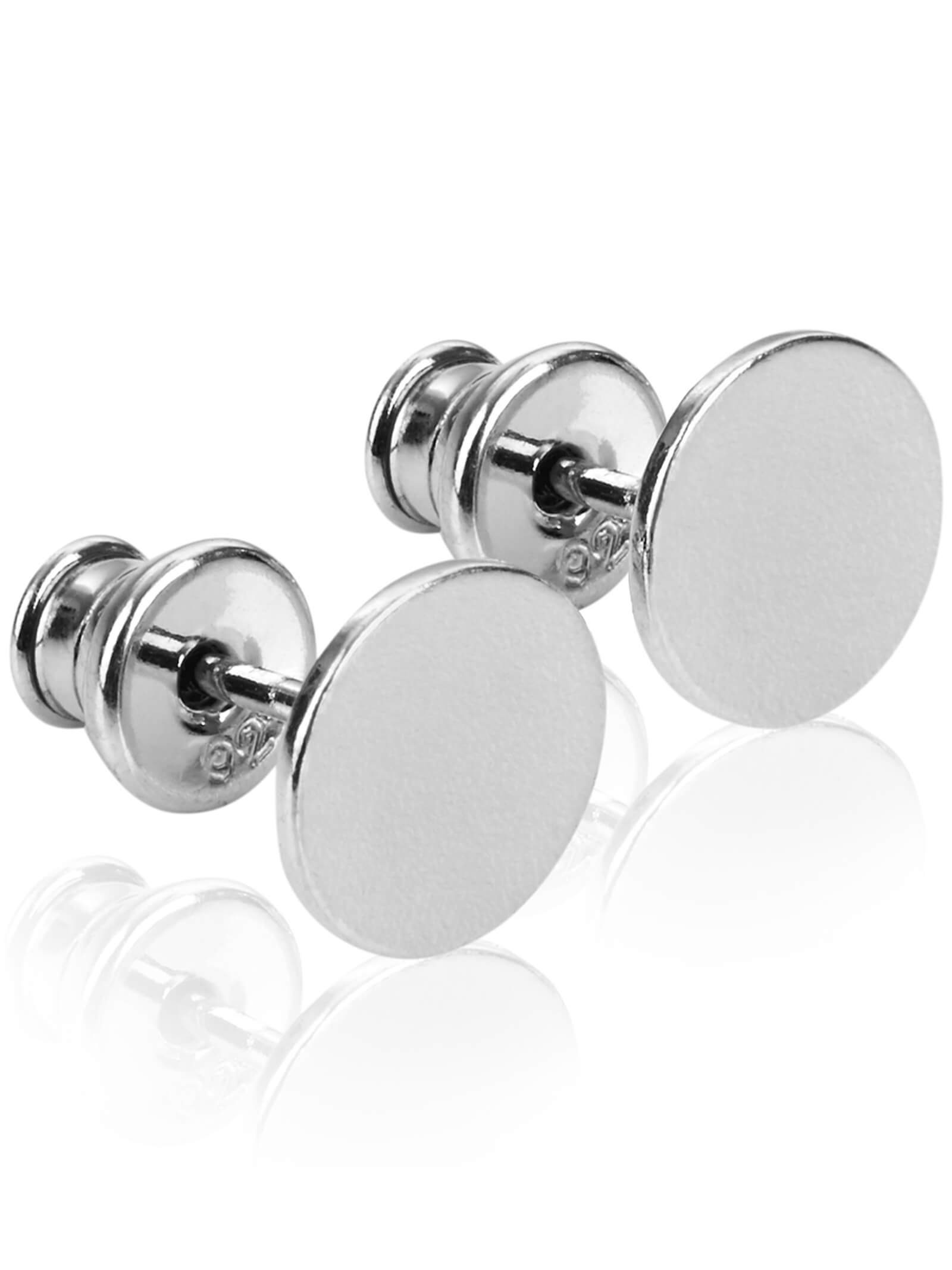 modabilé Paar Ohrstecker Ohrringe VIRGIN 8mm, Damen Kreis Ohrschmuck Rhodiniert, Sterling Silber 925, Rund Flach