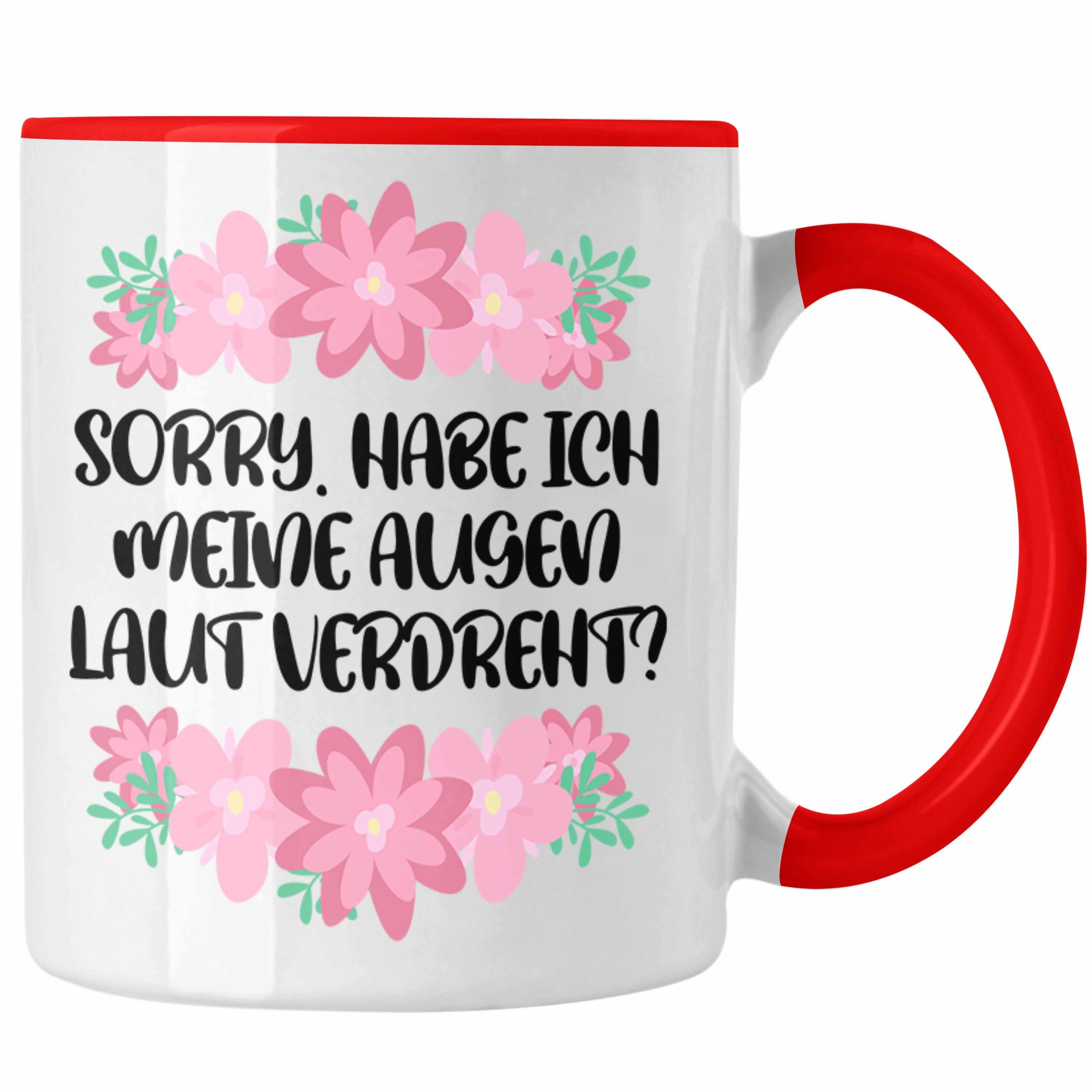 Trendation Tasse Trendation - Lustige Tasse mit Spruch - Augen Laut Verdreht - Rosa Witzige Sprüche Kaffeetasse Geschenk Kaffeeliebhaber Büro Sarkasmus Rot