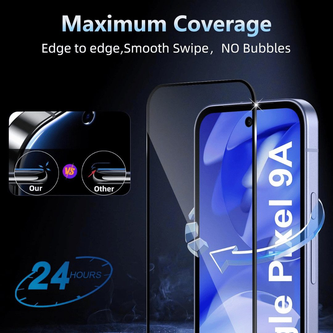 SmartUP Displayschutzglas 2X Schutzglas für Google Pixel 9A Display Panzerfolie Full Screen 9H für Für Google Pixel 9A, kompletter Rundumschutz – Bild 3 von 5