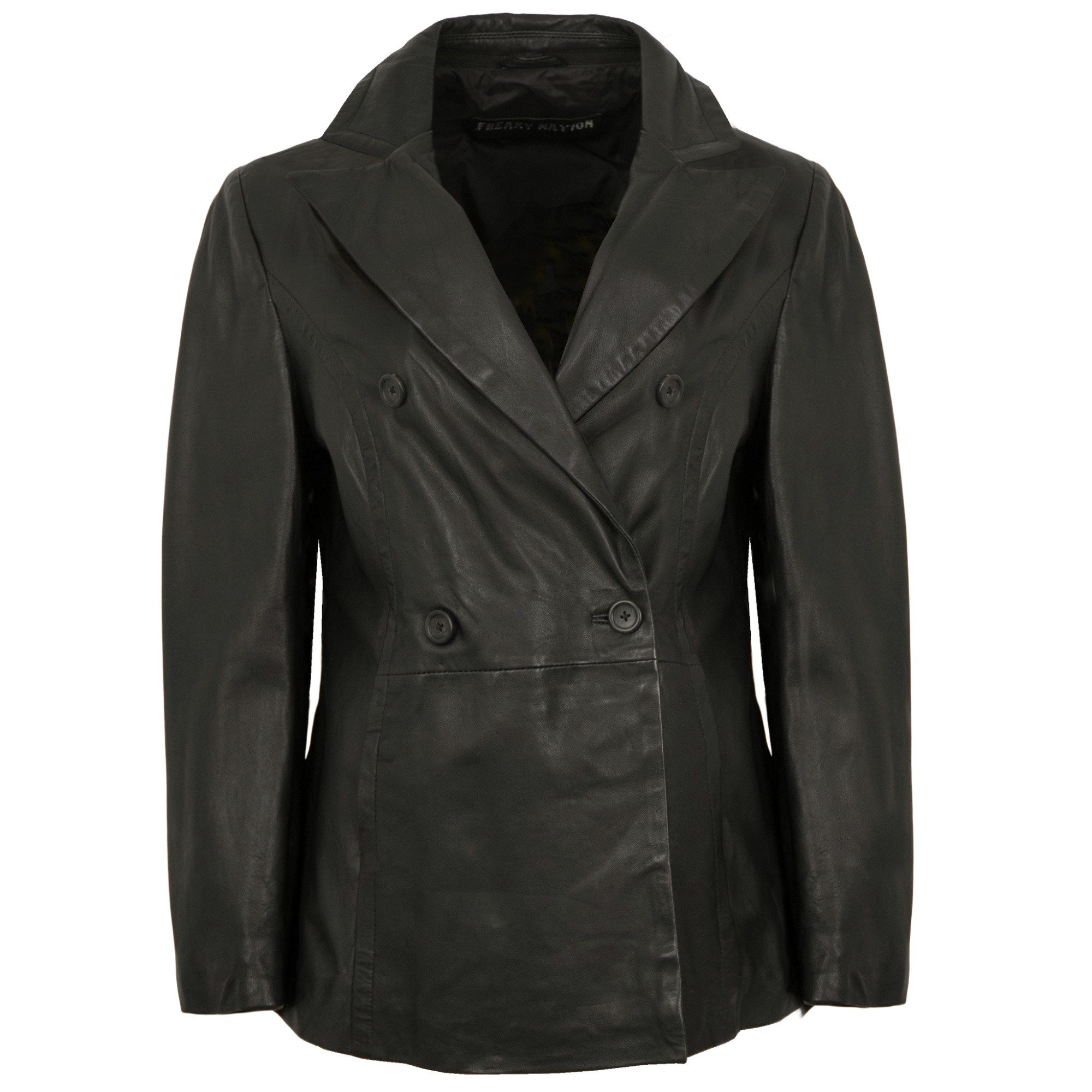 Freaky Nation Lederjacke Glam Factor-FN Freaky Nation - Damen Lederjacke Blazer Lammnappa schwarz/ gelb