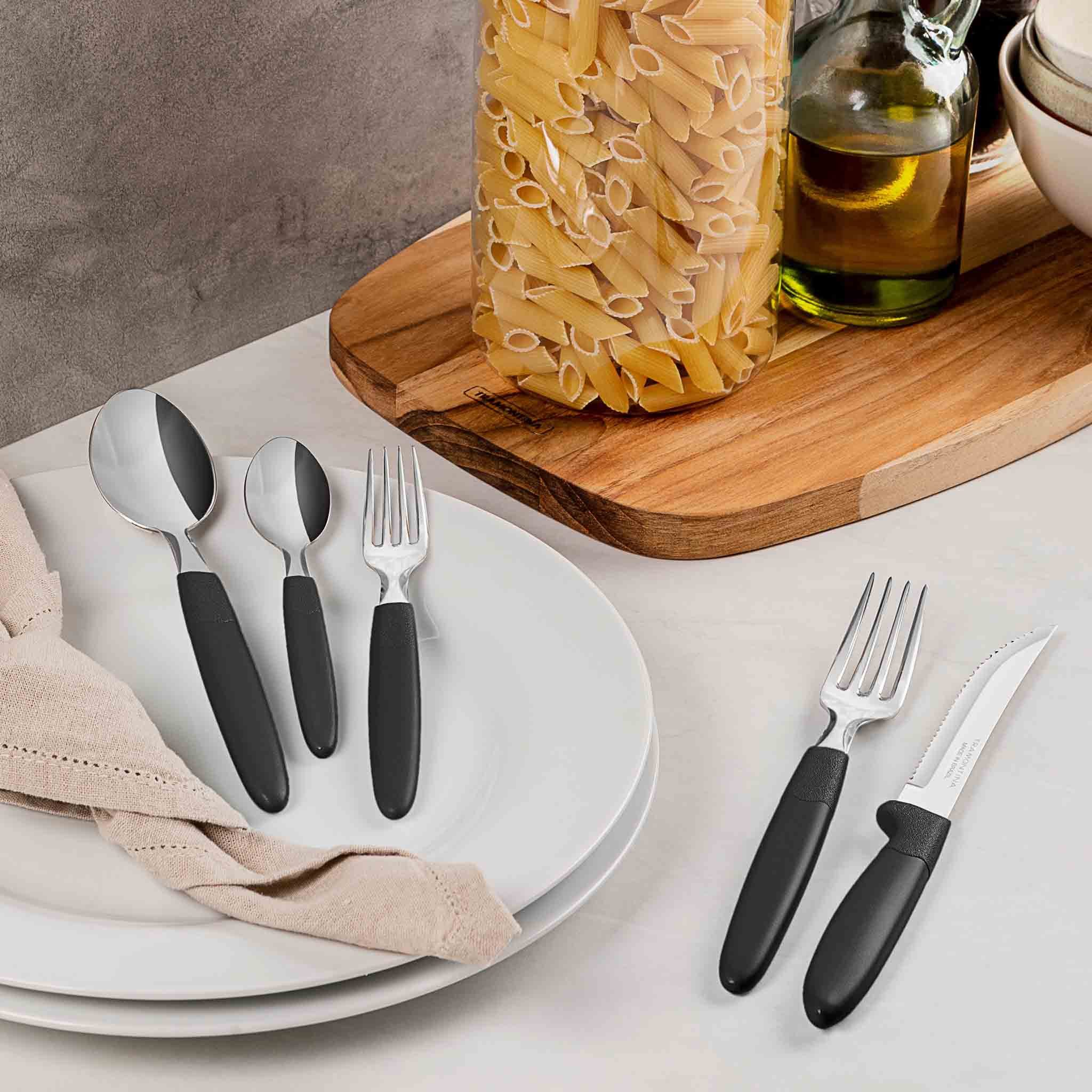 Tramontina Besteck-Set IPANEMA - 24-tlg., für 6 Personen, rostfrei, Camping (24-tlg), 6 Personen, Edelstahl, 24 Teile, komplettes Set, Picknick, spülmaschinenfest