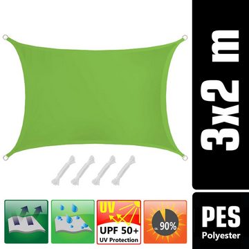 AMANKA Sonnensegel UV Sonnensegel Polyester Rechteckig Wasserdicht, 3x2m mit Befestigung grün