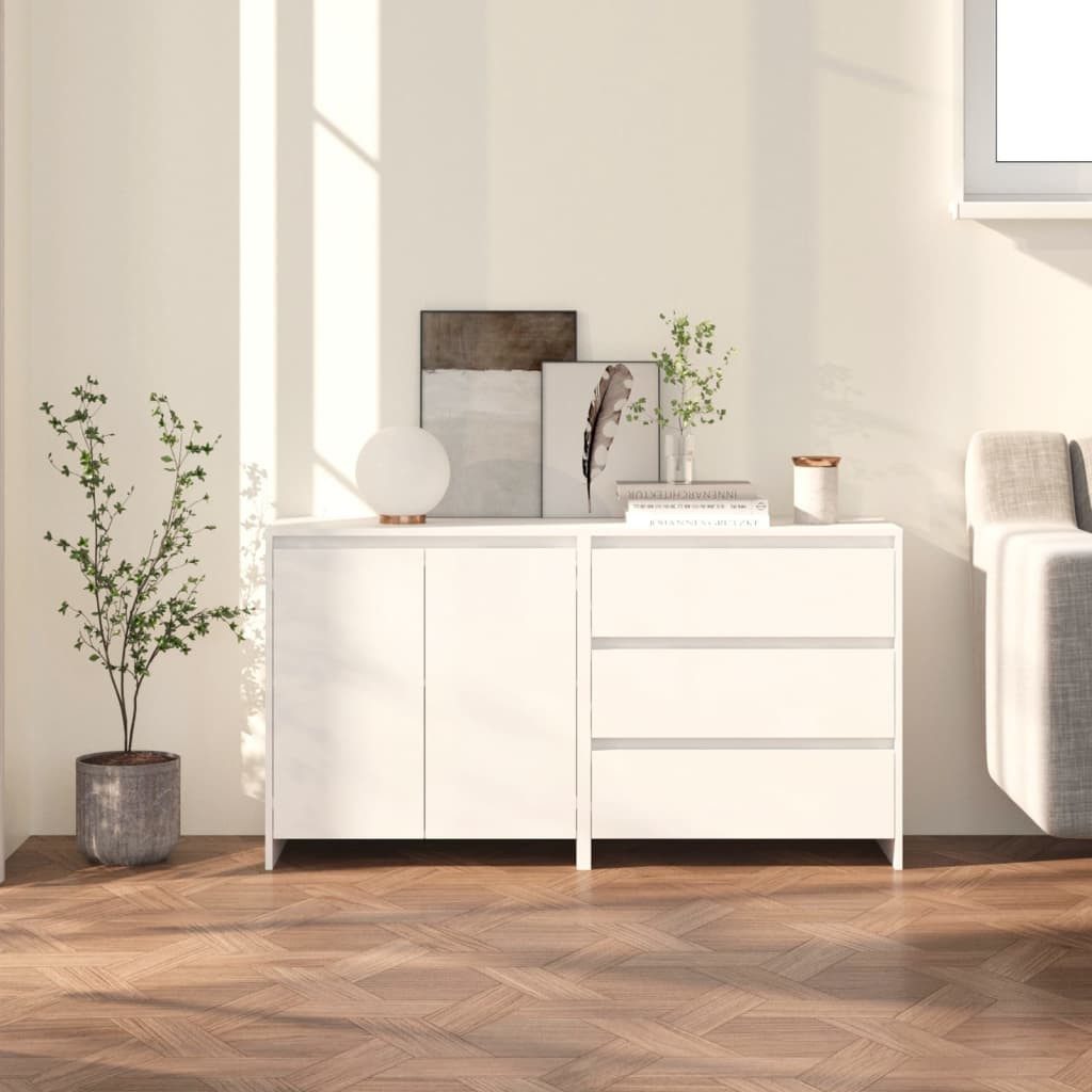 vidaXL Sideboard 2-tlg Sideboard Weiß Spanplatte 140x41x75cm 140x41x75