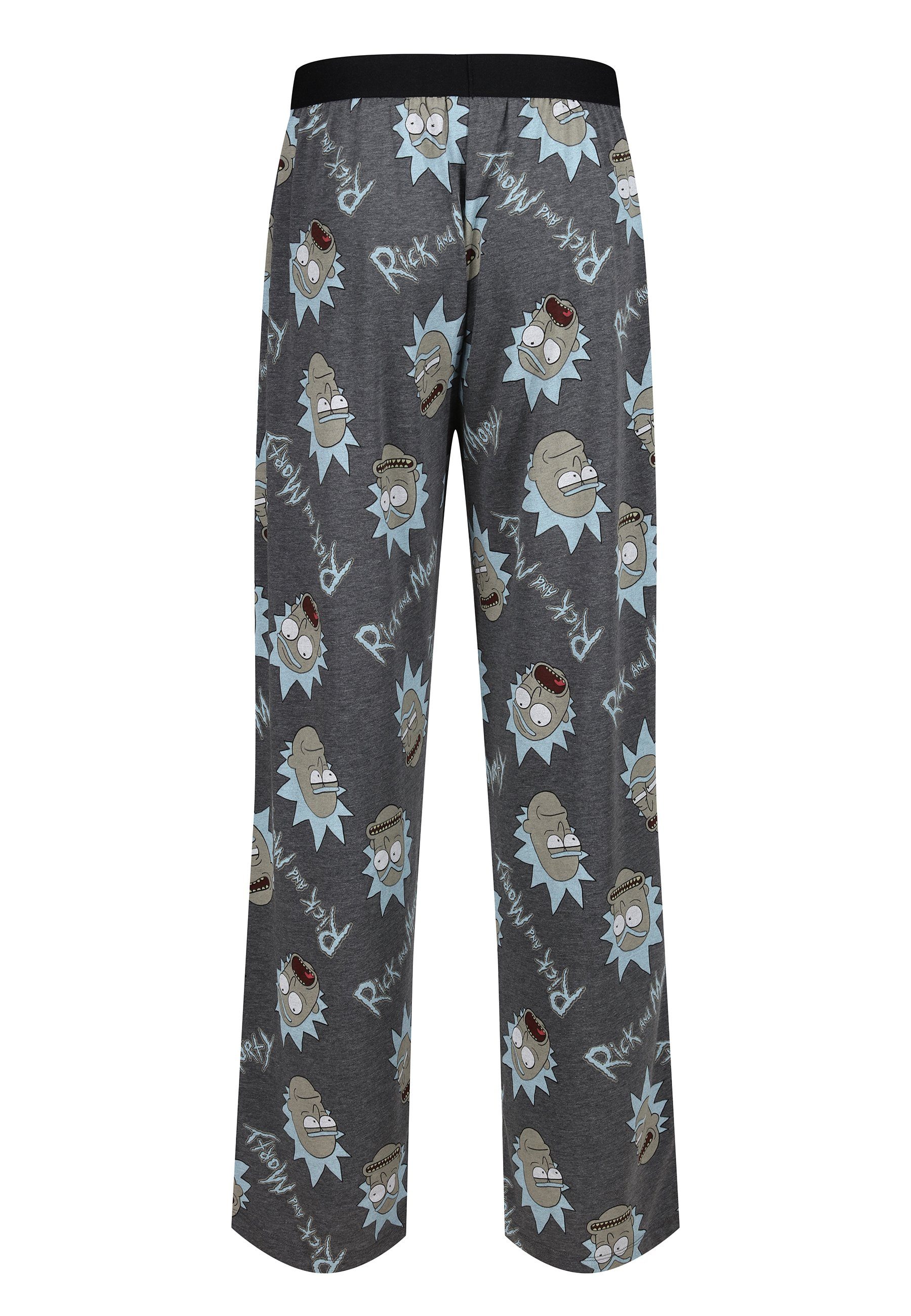 Recovered Loungepants Lounge Pant Faces Morty print all - - over Logo Rick grey and and