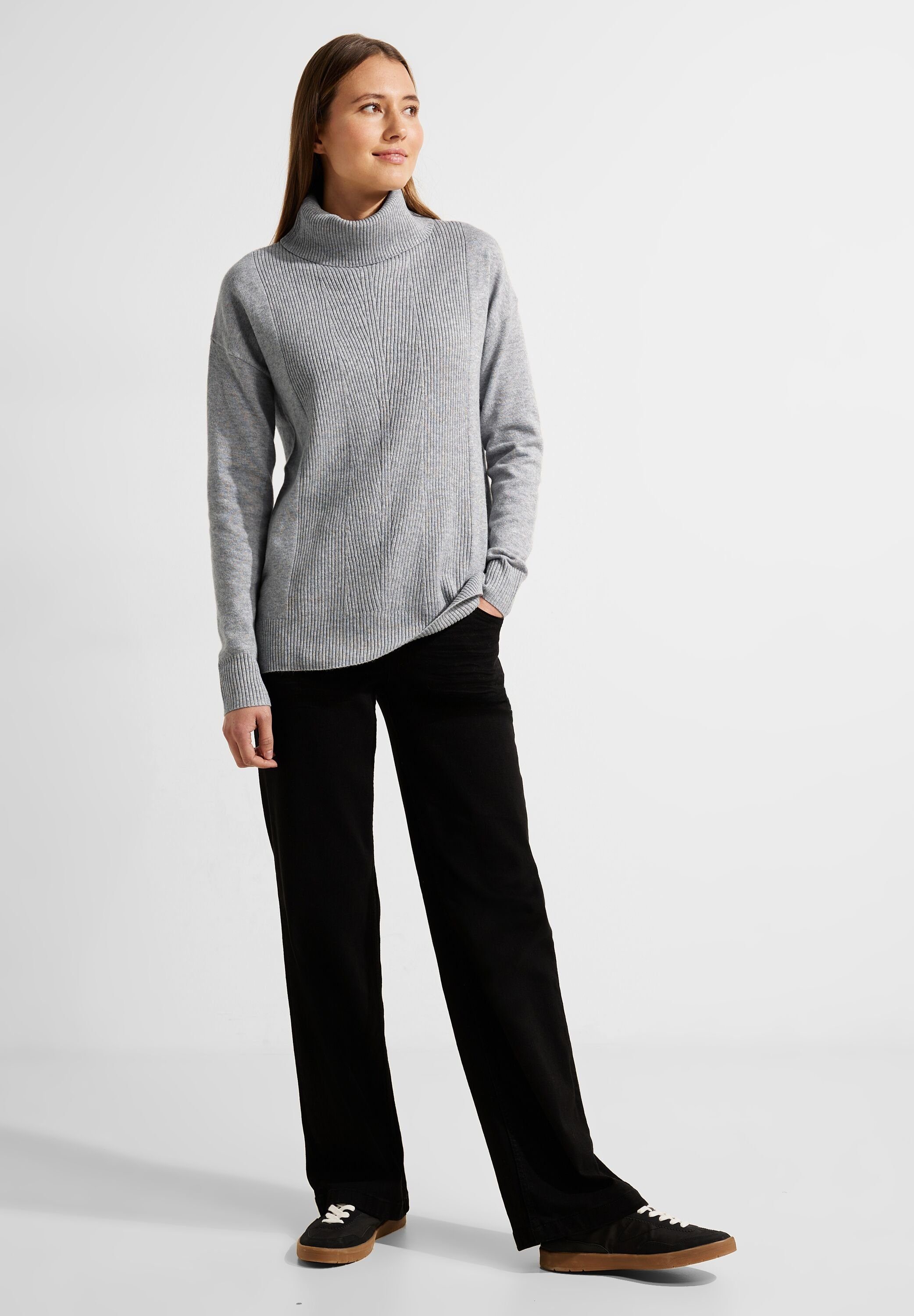 CECIL Rollkragenpullover mit Rippstrick