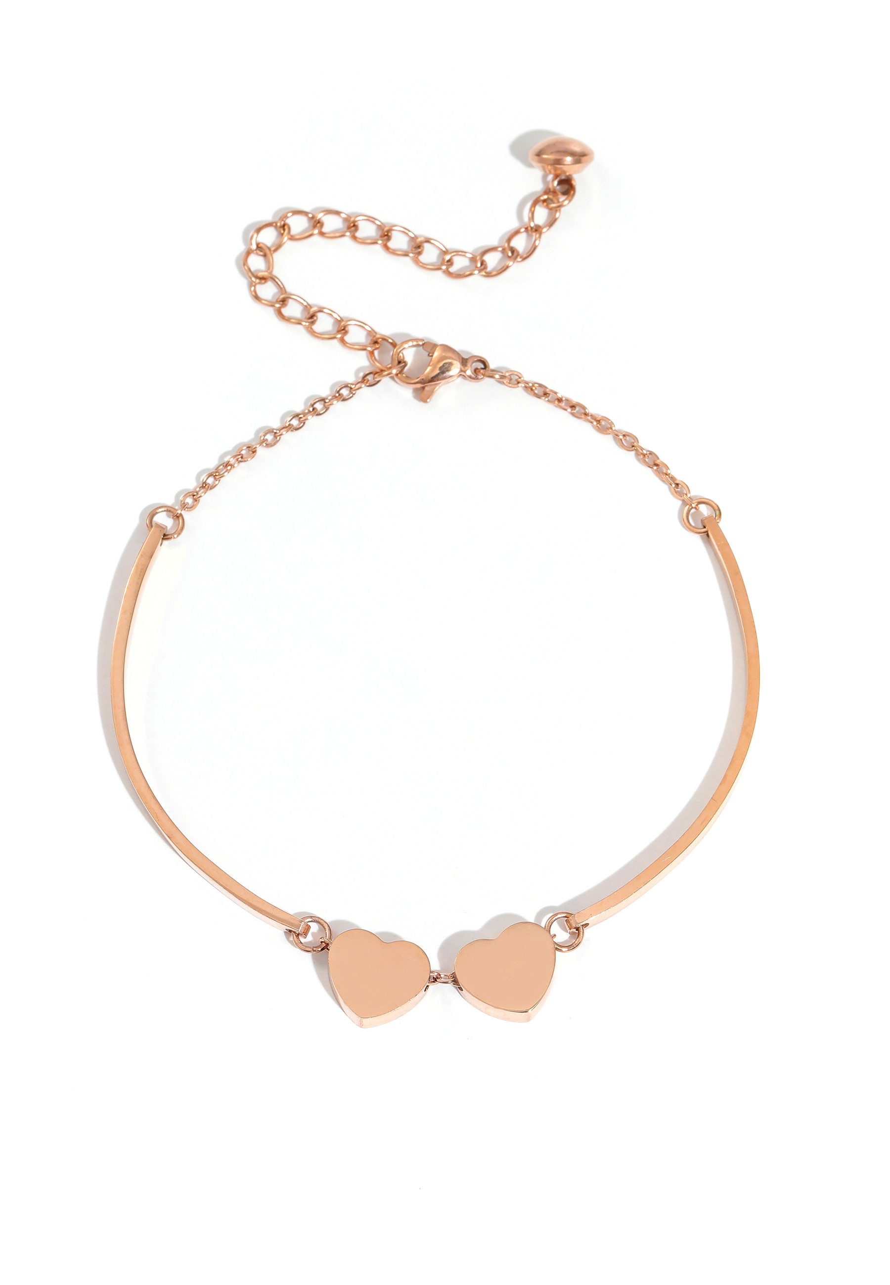 GOLDKLEIN Armband Edelstahl Herz Schmuck Armkette Doppelherz-Design, Damen, inkl. Geschenkbox